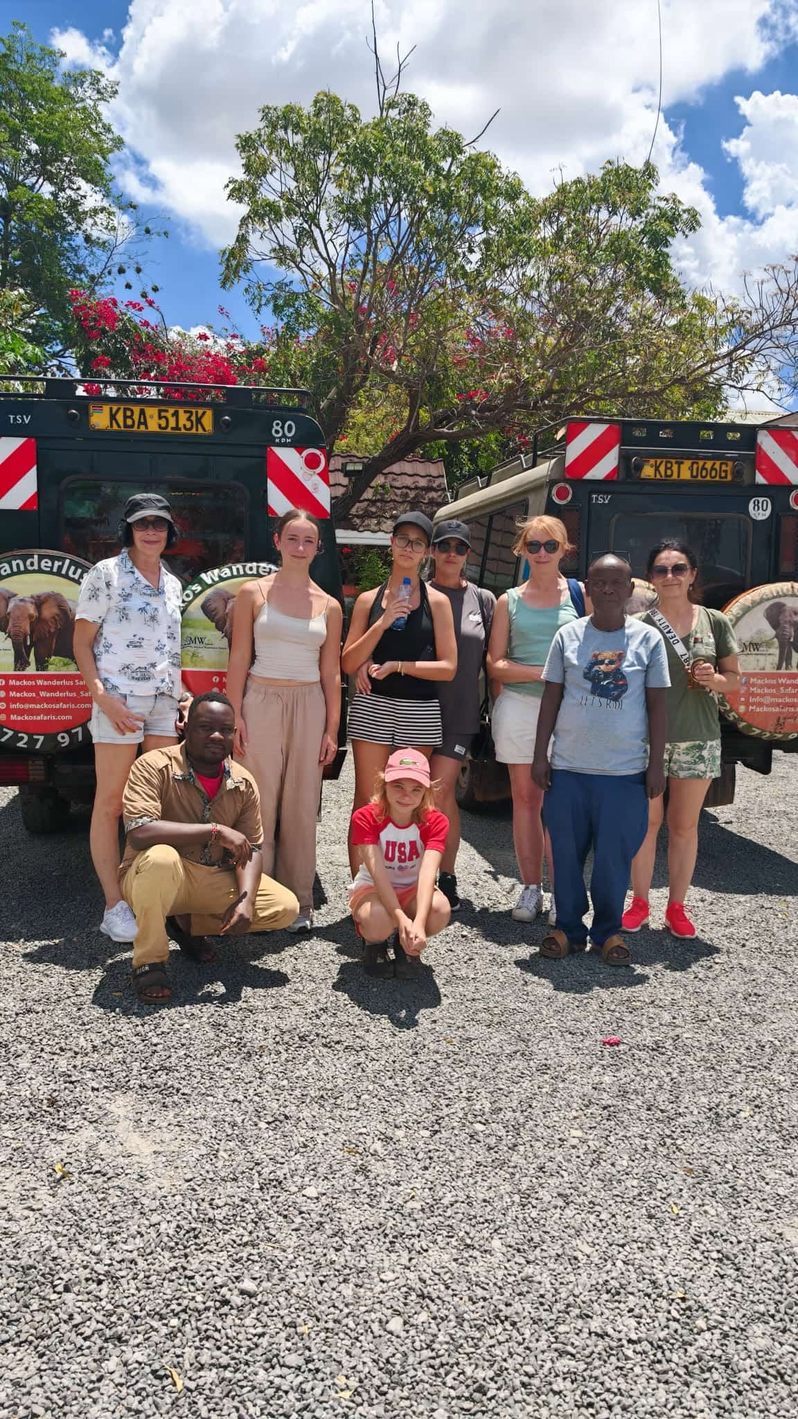 Safari guests and professional tour team
